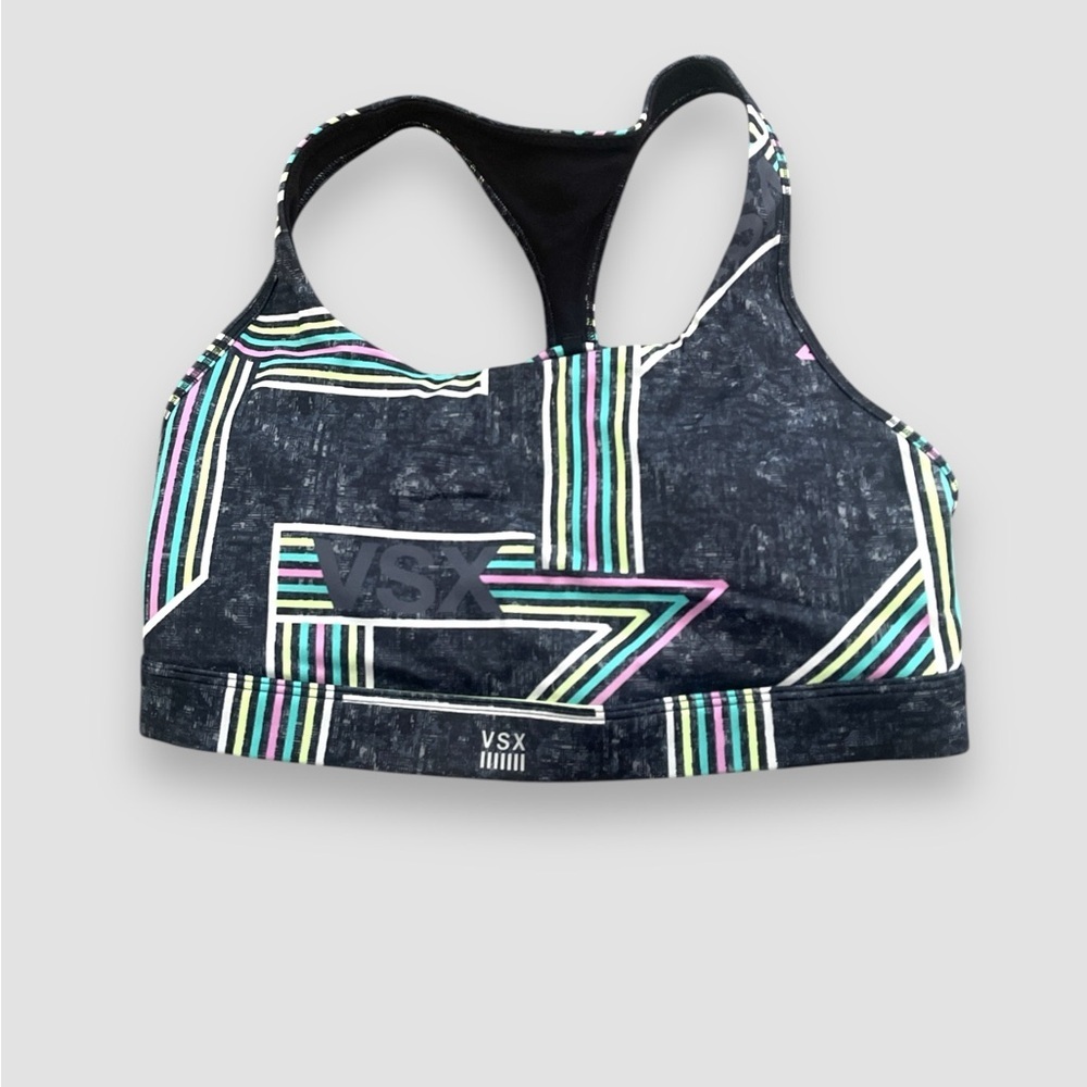Victoria's Secret VSX Sports Bra Multicolor Abstract The Show Off Racerback Sz M